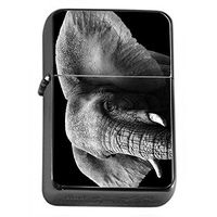 Classic Elephant Art Design Flip Top Oil Lighter S23 Smoking Cigarette Smoker Includes Silver Case