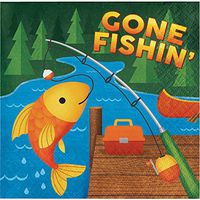 Creative Converting 329315 LUNCHEON NAPKIN, GONE FISHIN', 6.5", Multicolor