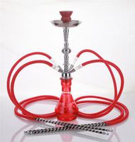 4 hose 21" Shabab Red Hookah Shisha Nargila water glass vase pipes smoke sale
