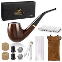 Joyoldelf Wooden Tobacco Smoking Pipe, Pear Wood Pipe with Pipe Cleaners, 9 mm Pipe Filters, 3-in-1 Pipe Scraper, Pipe Bits, Metal Balls, Cork Knockers, Bonus a Pipe Pouch with Gift Box