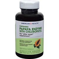 4 Pack of American Health Papaya Enzyme with Chlorophyll Chewable - 250 Vegetarian Tablets