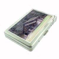Perfection In Style Metal Cigarette Case with Built in Lighter Vintage Farm Design 005