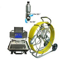 60m push rod snake cable sewer pipe drain pan tilt video inspection camera with skid
