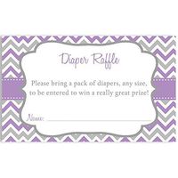 Purple and Gray Chevron Diaper Raffle Tickets, Baby Shower, Girl Baby Shower, Purple, Gray, Grey, Chevron, Stripes, Lilac, Diaper Party, Baby Sprinkle, Raffle Tickets, 24 Pack Printed Diaper Inserts