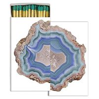 HomArt Large Decorative Blue Agate Candle and Fireplace Wood Matches (Set of 6)