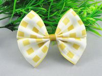 24pcs Grosgrain Ribbon Plaid Bow Flowers Wedding Decoration Appliques U Pick (Cream-Colored)