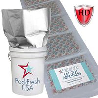 5 Gallon Heavy Duty Mylar bags with 2000cc Oxygen Absorbers Individually Sealed (12) with PackFreshUSA LTFS Guide