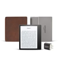 Kindle Oasis (Previous Generation - 9th) Essentials Bundle including Kindle Oasis 7" E-reader (8 GB, Wi-Fi, Graphite, Special Offers), Amazon Premium Leather Cover (Rustic), and Power Adapter