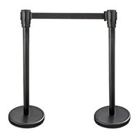 New Star Foodservice 54590 Stanchions, 36" Height, 6.5' Retractable Belt, Black Powder Coated (Pack of 2)