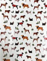 Mistletoe & Holly with Classy Multi Breed Dogs in Winter Attire Christmas Holiday Present Gift Wrapping Paper 2.5' x 12'