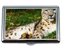 Cigarette Case Holder,Animal cat Leopard Snow Leopard Stainless Steel Card Holder Card Case Excellent Design for Men and Women