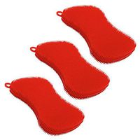 Kuhn Rikon Stay Clean 3-Piece Silicone Scrubber, Red