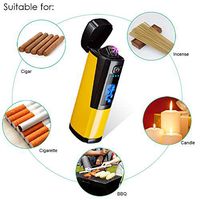 Kivors Six Arc Electric Lighter USB Rechargeable Windproof Plasma X Beam Arc Lighter with led Battery Indicator (Yellow)