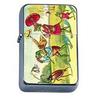 Perfection In Style Silver Flip Top Oil Lighter Vintage Frogs Design 007