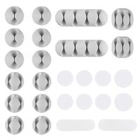 Cable Clips - Cord Holder with Acrylic Self Adhesive Back, Residue Free Cable, Cord and Wire Management Syestem, 16 Pieces Gray (10 PCS Spare Acrylic Adhesive Pads)