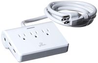 GLOBE ELECTRIC 78301 White 3 Out Power Strip, 34 Piece