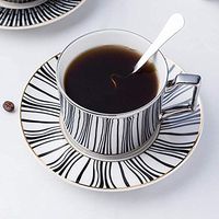 Creative Luxury Mirror Inverted Image Cup and Saucer,white Coffee Mugs Silver-plated Titanium Mirror Reflection Coffee Cup Set, Romantic Gift Office Home Afternoon Tea,Zebra Pattern