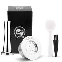 i Cafilas Refillable Coffee Capsules Stainless Steel Metal Coffee Cream Pods Compatible With Lavazza Blue Capsules Coffee Espresso Coffee,Lavazza LB951 &CB-100 coffee Machine with cleaning brush