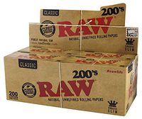 RAW Classic Natural Unrefined Rolling Papers - 200 Papers Per Pack - King Size Slim - 40 Pack Count Display Box