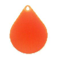 Gessppo Mutil Color 1pcs Silicone Dish Washing Sponge Scrubber Kitchen Cleaning Antibacterial Tool (Orange)