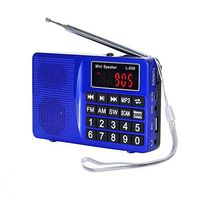 LCJ Portable FM AM Shortwave Multiband Radio Receiver with Micro TF Card and USB Driver MP3 Player USB Charging Cable 1000MAH Rechargeable Li-ion Battery (L-258-Blue)