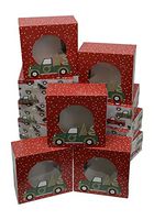 Christmas Cookie gift boxes, fold-able with holiday designs, set of 12 boxes (Trees in a Pickup)