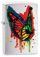 Zippo Rainbow Butterfly Pocket Lighter, Brushed Chrome