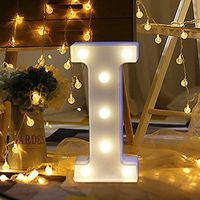 QIUUE 26 Letters LED Lights - Alphabet LED Letter Lights Light Up White Plastic Letters Standing Hanging A-N (I)