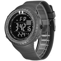 Fxbar,Mens Watches Rubber Strap Multifunction Digital Sports Watch Date and Week Display Automatic Watch (Gray)