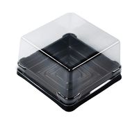 Hewnda 50 Pack of Clear plastic mini cake box muffins box cookies cookies muffins dome box wedding birthday gift box (3" square black)