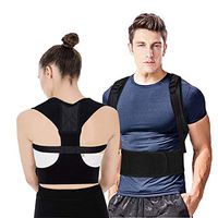Back Brace Women Men Posture Corrector with Lumbar Back Support Belt Extra Adjustable Straps Improve Posture Lower and Upper Back Pain Relief,Small Medium Large Size Body Braces Fit Work Sports-Black