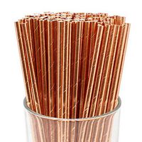 Just Artifacts 100pcs Premium Biodegradable Solid Paper Straws (Solid, Metallic Rose Gold)