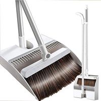 Fenrs Broom and Dustpan Set,Dust Pan and Broom Premium Long Handled Broom Dustpan Combo,Upright Standing Lobby Broom and Dust Pan Brush w/Handle,Ideal Kitchen, Home and Lobby Broom and Dustpan Combo