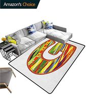 Letter G Plaid Area Rug, G Letter Character Language System Learning College Surname Red Calligraphy Design, Durable Carpet Area rug - Living Dinning Room Bedroom Rugs and Carpets(2.5'x 7') Multicolor