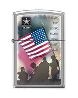 Zippo US Army Flag Waving Brushed Chrome Pocket Lighter