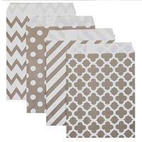 KEYYOOMY 100 Pcs Candy Buffet Bags Small Polka Dot Paper Treat Bags (Silver Grey, 5 inch X 7 inch)