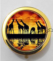 BlackKey Animal Giraffe Outline 3-Compartment Decorative Pocket Gift Box Case Organizer for Pill, Color 2 -401