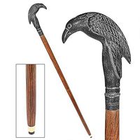 Design Toscano Edgar Allen Poe's Mystic Raven Gothic Walking Stick Swagger Cane, 37 Inch, Black