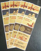 Merry, Happy Christmas Greeting Stickers, Gold Self-stick Labels for Cards, Envelopes, Craft, Decoration