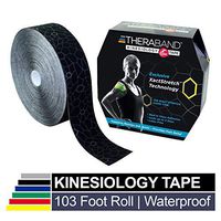 TheraBand Kinesiology Tape, Waterproof Physio Tape for Pain Relief, Muscle & Joint Support, Standard Roll with XactStretch Application Indicators, 2 Inch x 103.3 Foot Bulk Roll, Black/Gray