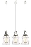 Kiven Juno Lighting 3 Pack J- Series Track Lighting Kitchen Pendant Light - Clear Glass Shade Industrial Hanging Lamp (Overall Heigth Approximately 47.24 Inches)