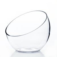 WGV Slant Cut Bowl Glass Vase, Width 7", Height 6", Clear Terrarium, Candy Dish, Fruit Jar, Floral Container for Wedding Party Event, Home Office Decor, 1 Piece
