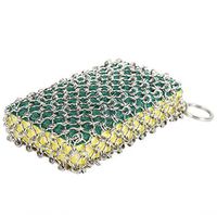 Cast Iron Cleaner with Silicone Insert,Good Grips Cast Iron Cleaner Faster Chainmail Scrubber for Lodge Cast Iron Skillet Cookware Pan Counters Sinks Oil Free Pan Scraper for Home Camping