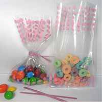 Weststone Bags and Ties - 25pcs 4"x6" Pink Polka Dot Bags and 4" Pink Ties for Girl Baby Shower Party