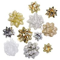 20 Assorted Stick & Peel Gift Bows (White/Gold/Bronze/Silver)