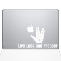 The Decal Guru Live Long and Prosper Decal Vinyl Sticker, 13" MacBook Pro (2015 & Older Models), White (1349-MAC-13P-W)