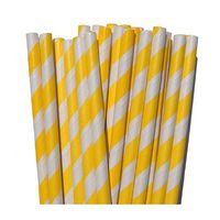 Yellow Striped Paper Straws- For Weddings Birthday Parties Baby Showers Bridal DIY Vintage Themes (50 Count)
