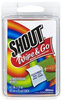Shout Stain Remover Wipes, Travel Size - 4 ct