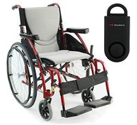 Karman S-Ergo 115 Ultra Lightweight Ergonomic Wheelchair | Seat Size 16" X 17" | Swing Away Footrest | Quick Release Wheels in Red & Free 130 dB Black Safety Alarm!