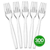 Plasticpro Disposable Clear Plastic Forks Heavyweight Box of 300 Count